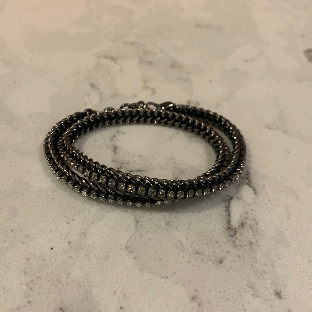 Stella & Dot Wrap Bracelet - Black and Silver